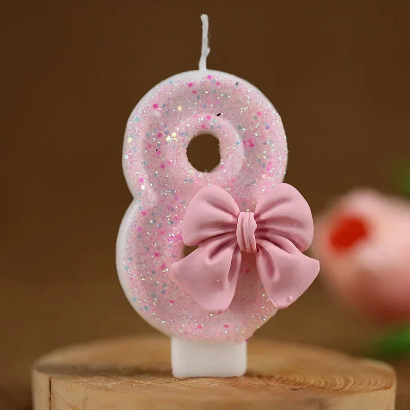 Pink Bow 3D candles