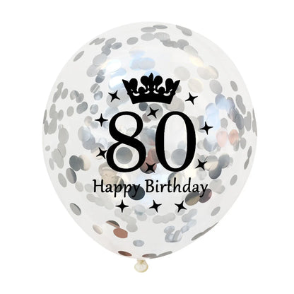12in Crown Number Confetti Balloons