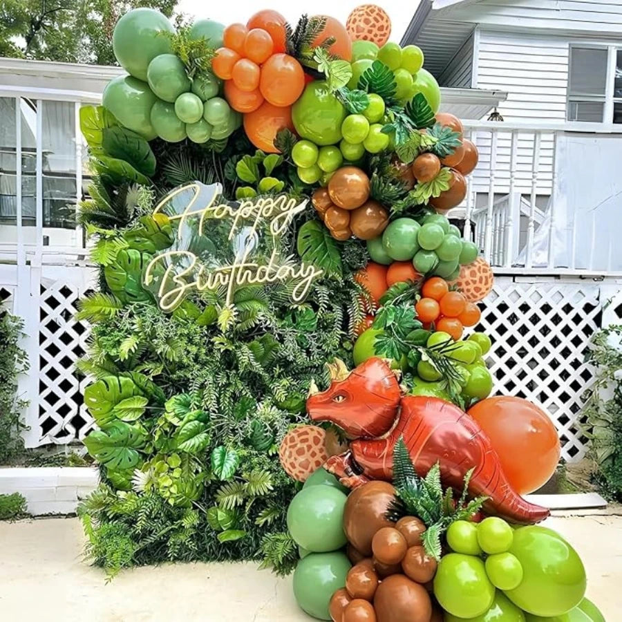 Jungle Dinosaur Green Brown Balloon Arch Set of 115