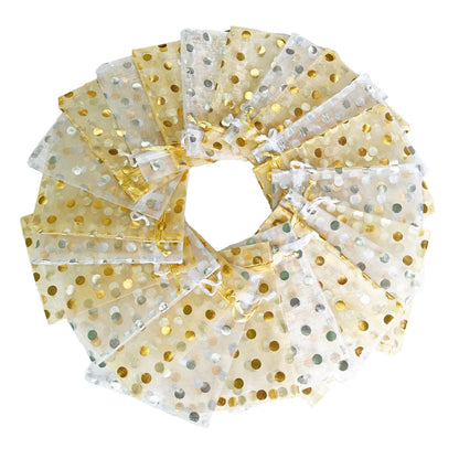 10/25/50 st guldfärgade organza presentpåsar