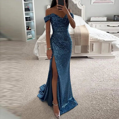 Caren Off-Shoulder Sequin Gown