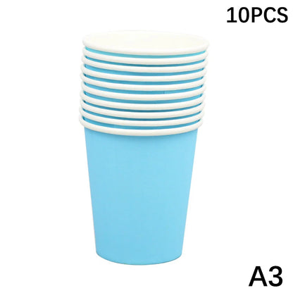 10PCS 9oz Solid Color Disposable Paper Cups