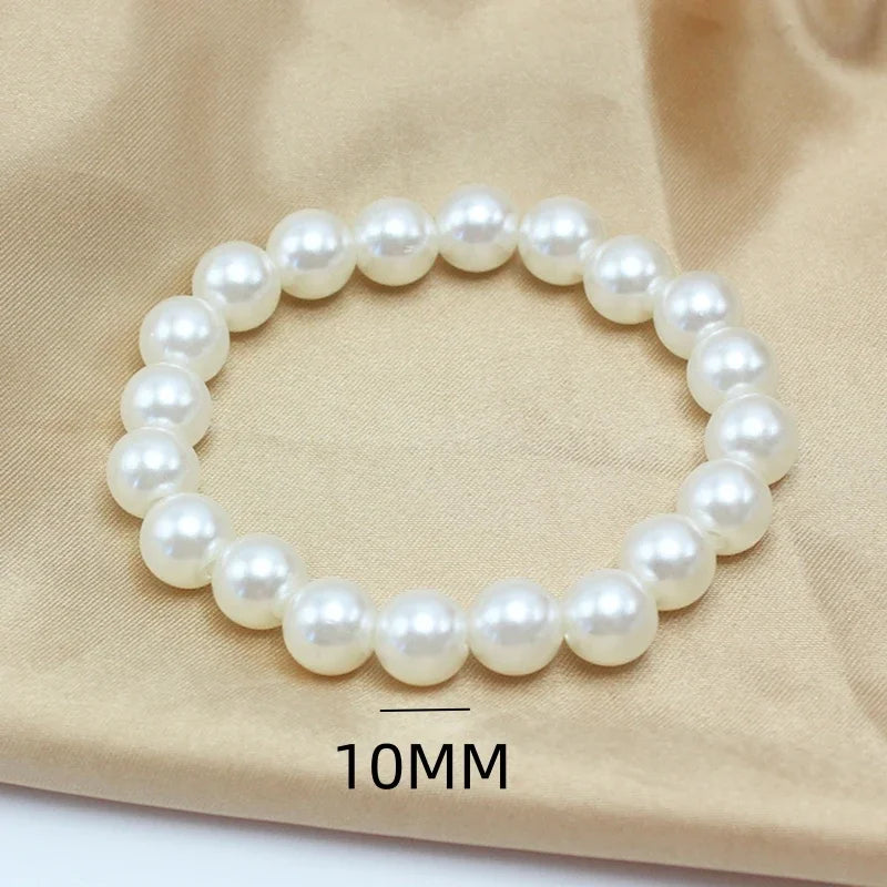 Girth Elastic Bracelet 5-10mm Imitation Pearl 18cm