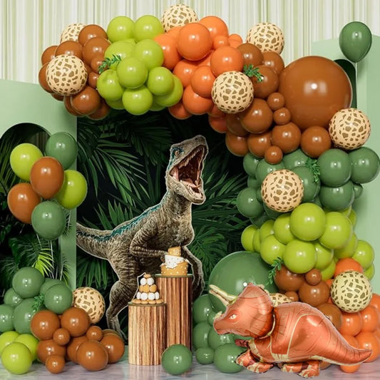 Jungle Dinosaur Green Brown Balloon Arch Set of 115