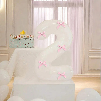 Pink Bow balloons number