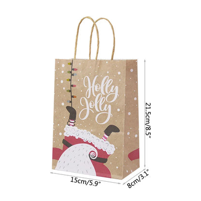 5pcs Christmas Kraft Gift Bags – Santa & Snowman