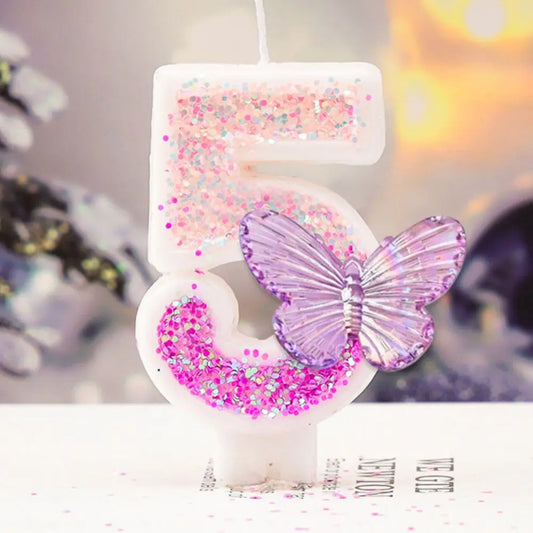0–9 Purple Butterfly Number Candles
