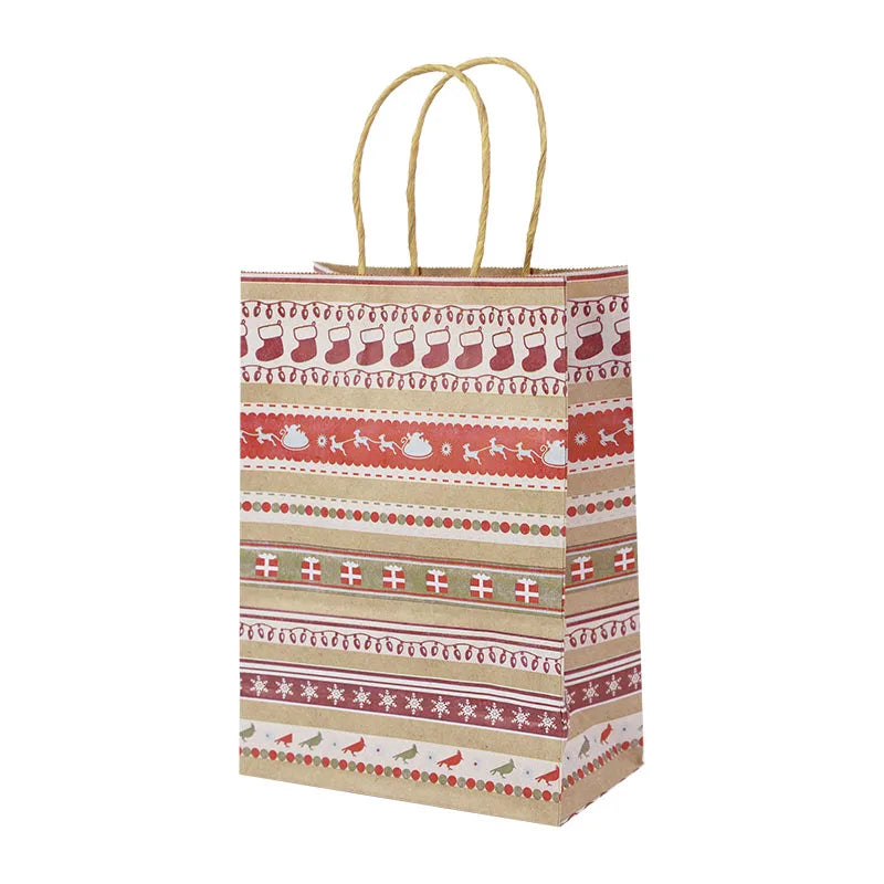 5pcs Christmas Kraft Gift Bags – Santa & Snowman