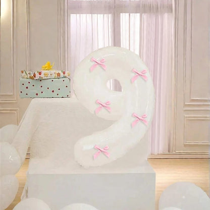 Pink Bow balloons number