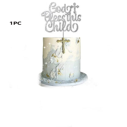 God Bless & Paper cross cake decorations