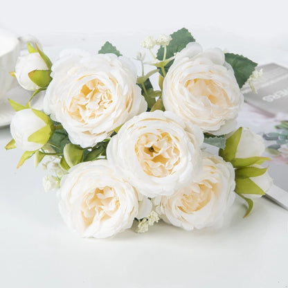 Artificial flowers fake white Peonies bouquet