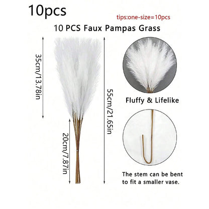 Majestic White Faux Pampas Grass 10PCS/Bag 55CM