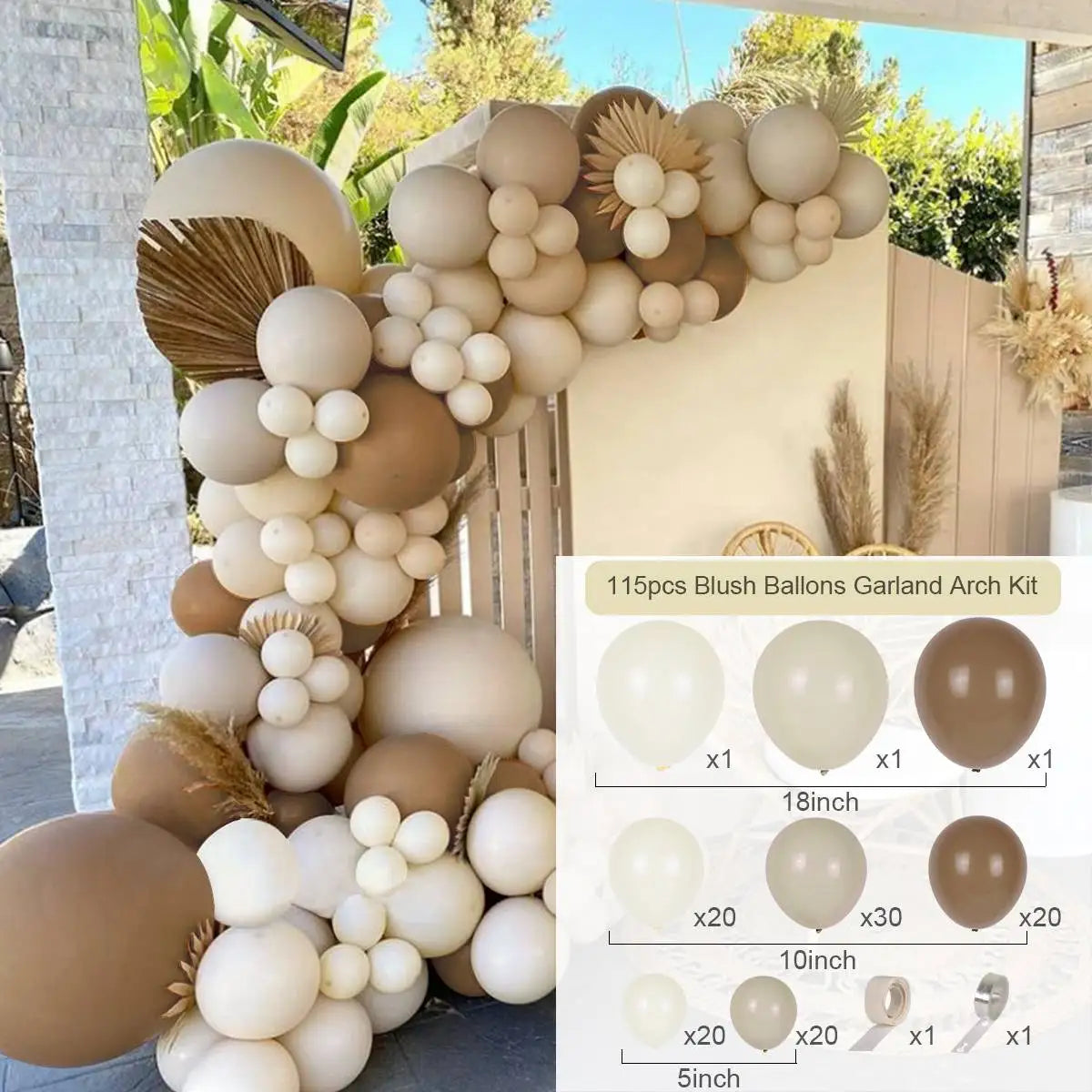 Coffee Brown Balloon Garland Arch