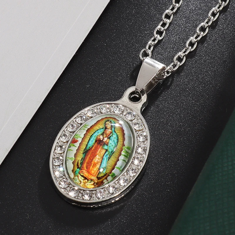Catholic virgin Mary pendant necklace
