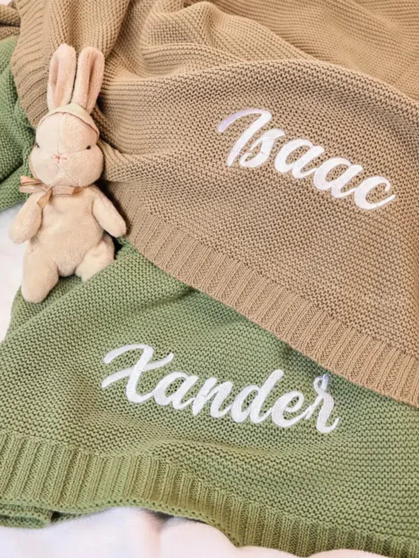 Personalized name letter embroidered cotoon Blanket