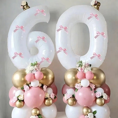 Pink Bow balloons number
