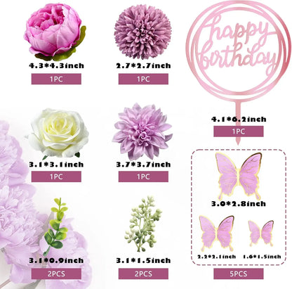 Happy birthday flower cake toppers