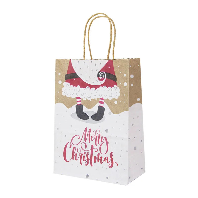 5pcs Christmas Kraft Gift Bags – Santa & Snowman