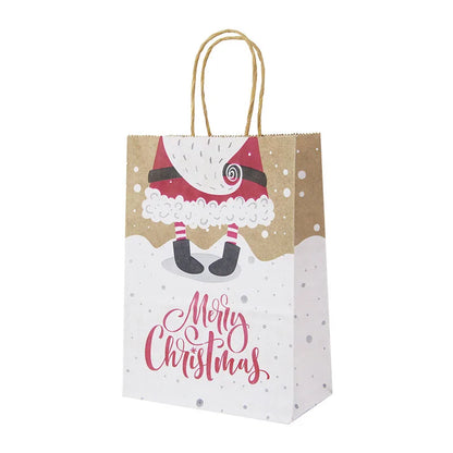 5pcs Christmas Kraft Gift Bags – Santa & Snowman