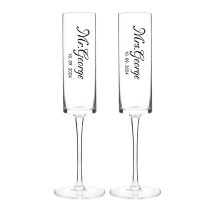 Custom Laser engraving name Champagne flute