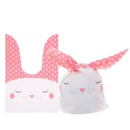 10PCS Easter Rabbit Candy Biscuit Gifts Bag Easter Bunny Ear Cookie Bags Package Pocket Event Party Supplies Snack Decoration