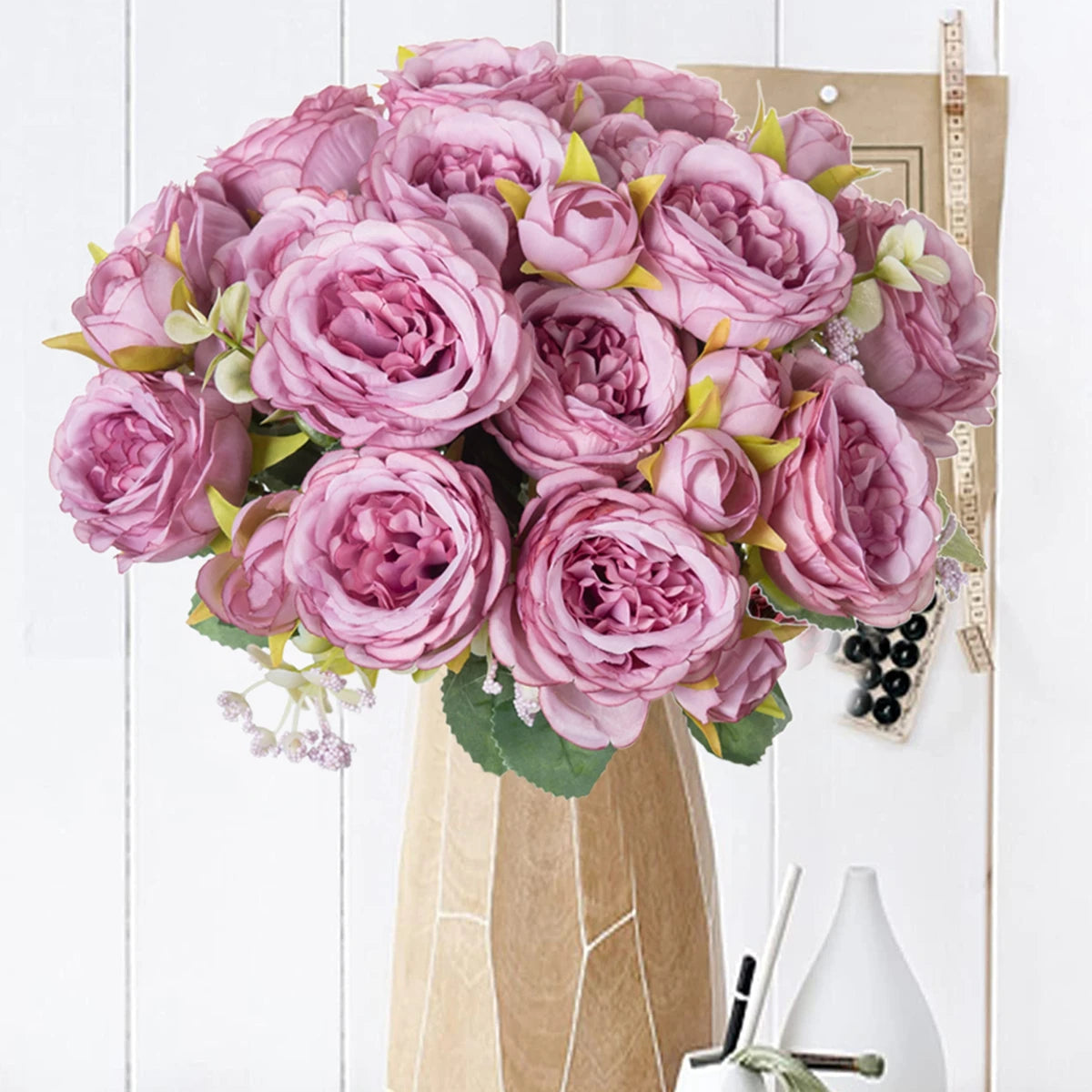 Artificial flowers fake white Peonies bouquet