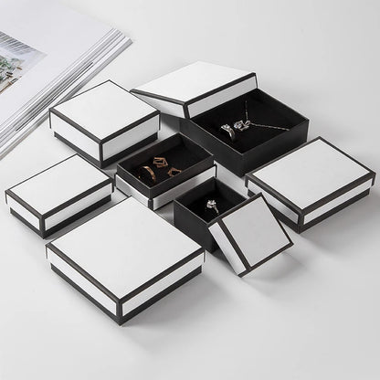 12pack White Black cardboard jewelry boxes 7x9x3cm