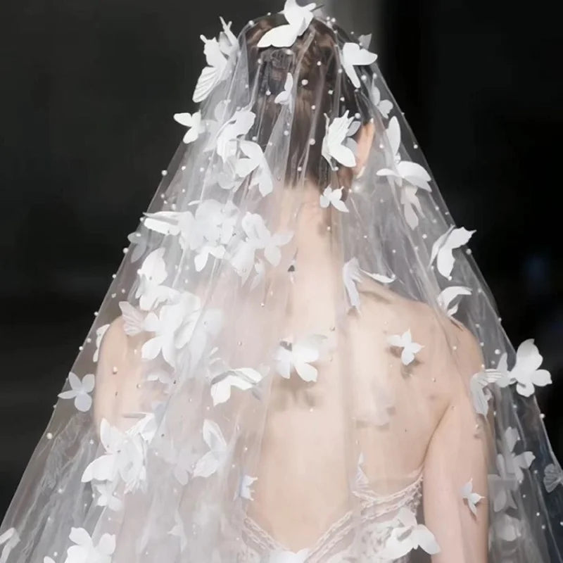 Bride veil bow pearl  without combs