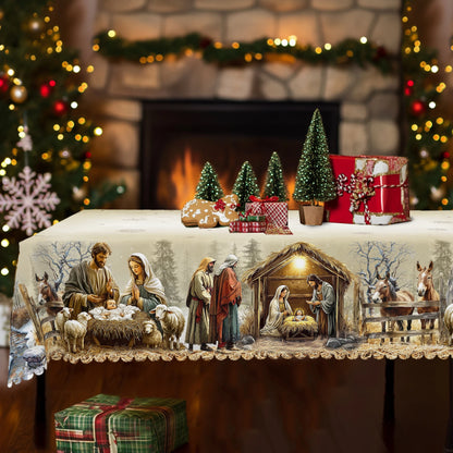 Nativity Scene Tablecloth Decor