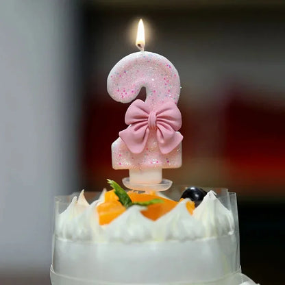 Pink Bow 3D candles