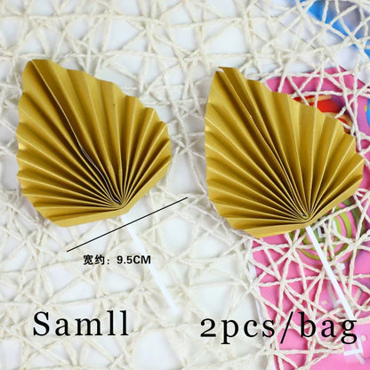 Paper folding fan cake topper gold leaf