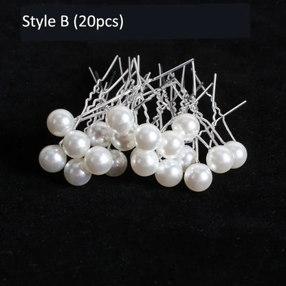 Elegant Pearl Crystal Hairpin 20pcs