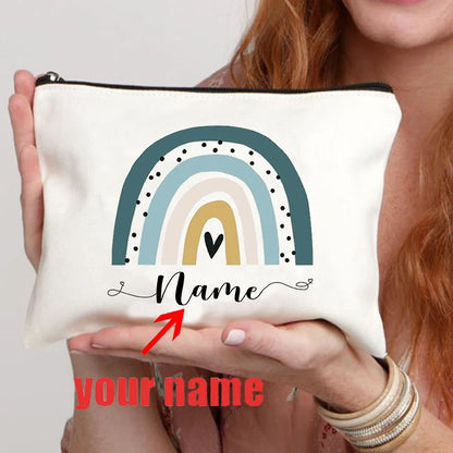 Rainbow custom name makeup bag