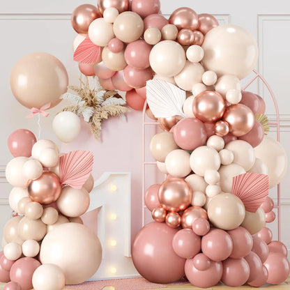 Blush retro Pink Ivory white Balloons Garland arch