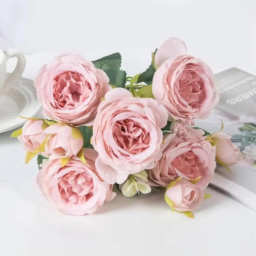 Artificial flowers fake white Peonies bouquet