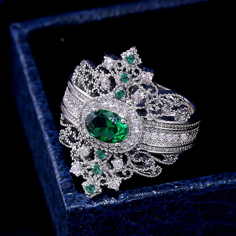 Lizza ring green Pear-shaped crystal