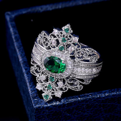 Lizza ring green Pear-shaped crystal