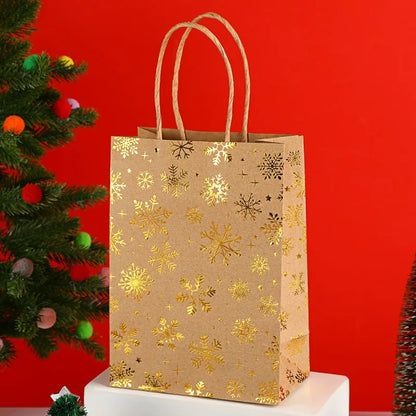 Gold Foil Christmas Gift Bags – 1/10pcs Cowhide Paper