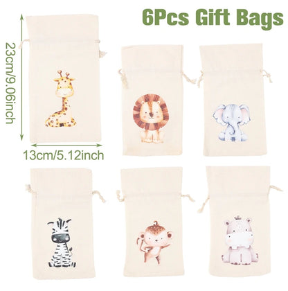 Animal character Gift Bags for Party 6pcs