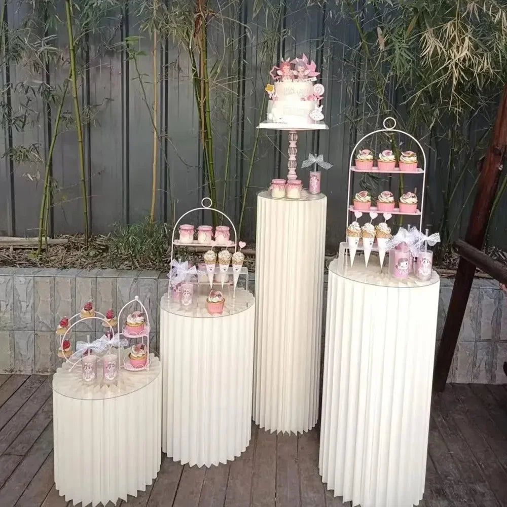 Cylinder folding stand for decoration
