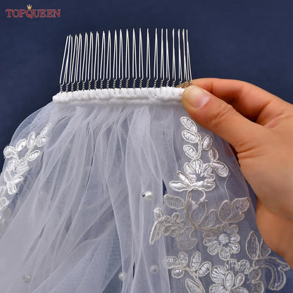 White ivory long veil 1 tier