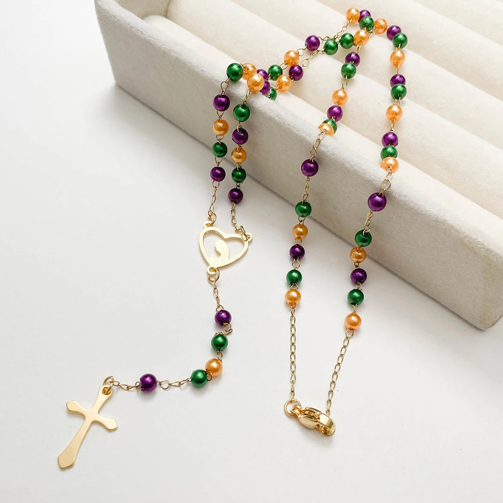 Virgin Mary Cross Rosary Pendant for spiriti pray , necklace