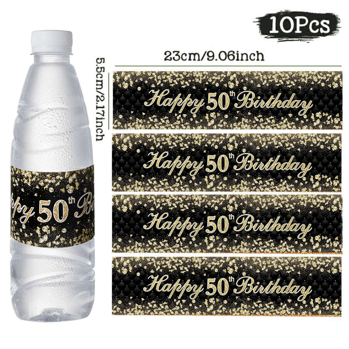 Black Gold Birhtday TableCloth