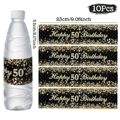 Black Gold Birhtday TableCloth
