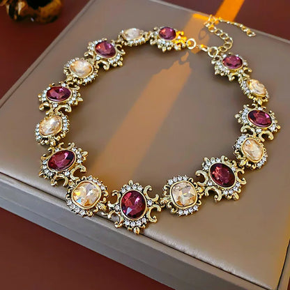 Rimma Purple Rhinestone Necklace & Earrings Set