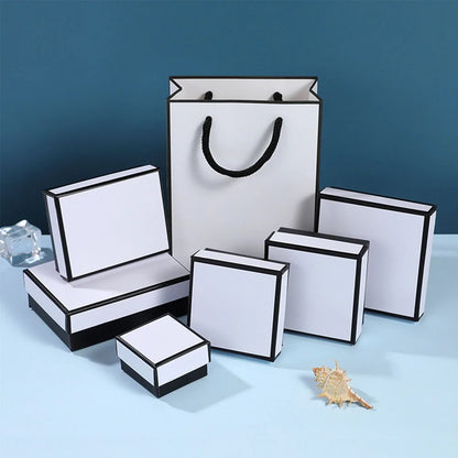12pack White Black cardboard jewelry boxes 7x9x3cm