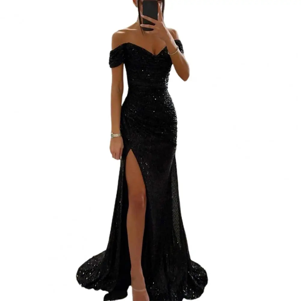 Caren Off-Shoulder Sequin Gown