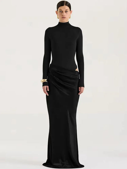 Julia Satin Hollow Out Maxi Dress