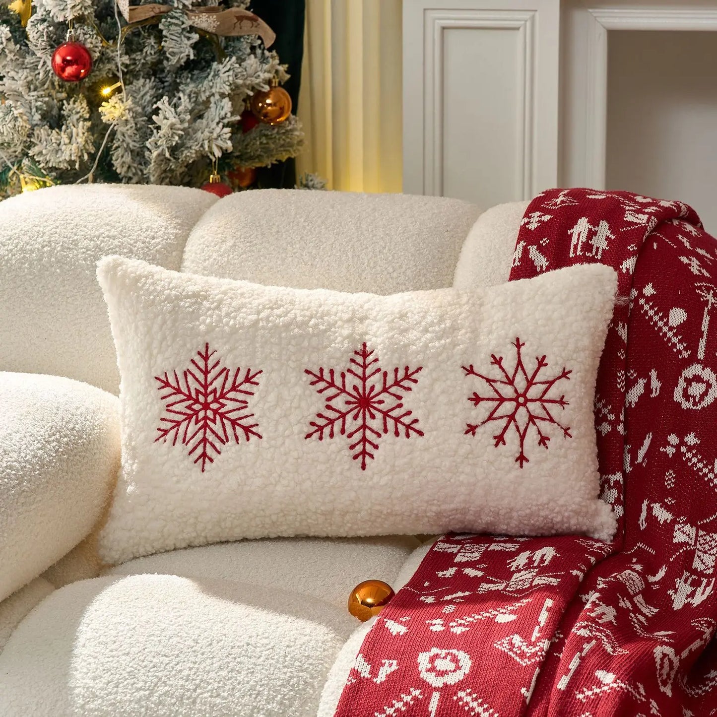 Embroidered Merry Christmas Cushion Cover