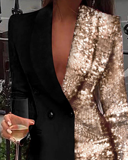 Bianka Colorblock Sequin Blazer Mini Dres